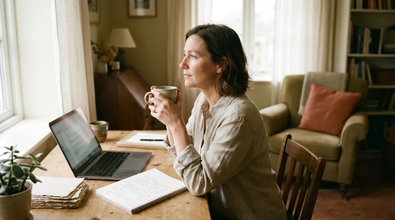 Woman planning at a desk with a laptop and paperwork