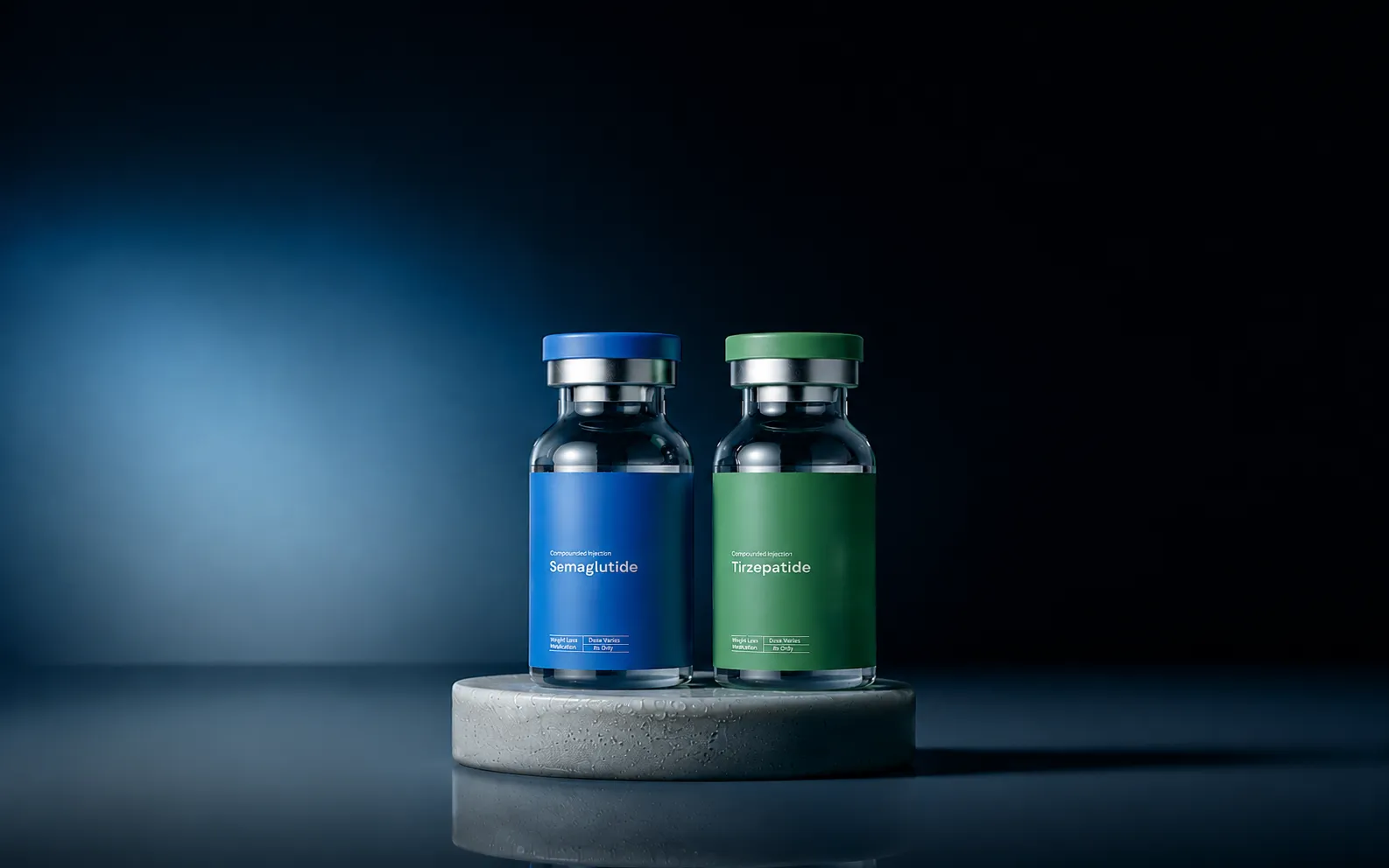 Compounded semaglutide and tirzepatide vials